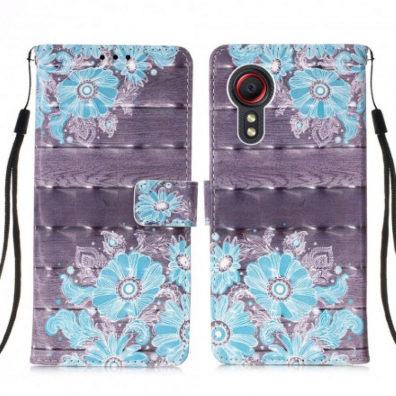 Lærdeksel Folio Deksel Samsung Galaxy Xcover 5 Blå Blomster