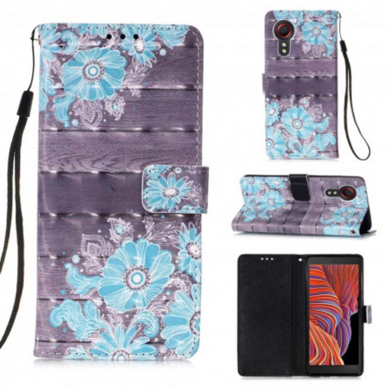 Lærdeksel Folio Deksel Samsung Galaxy Xcover 5 Blå Blomster