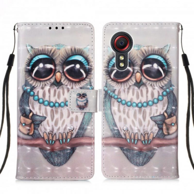 Lærdeksel Folio Deksel Samsung Galaxy Xcover 5 Miss Owl