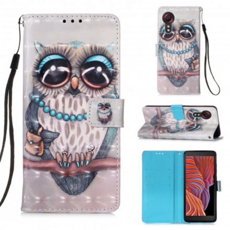 Lærdeksel Folio Deksel Samsung Galaxy Xcover 5 Miss Owl