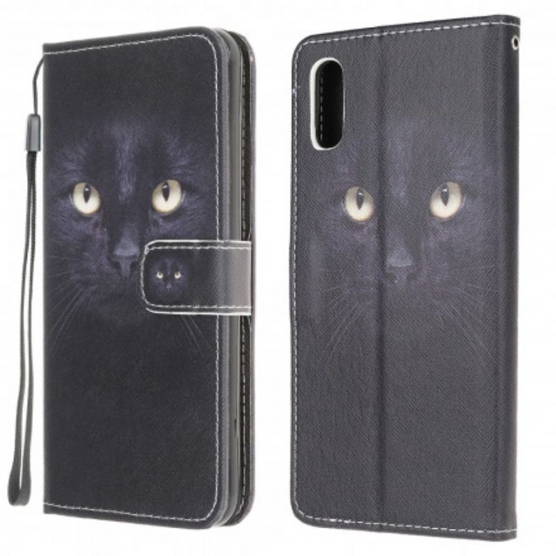 Lærdeksel Folio Deksel Samsung Galaxy Xcover 5 Mobildeksel Black Strappy Cat Eyes