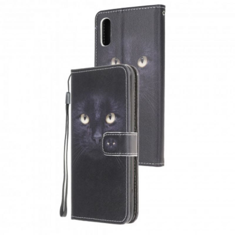 Lærdeksel Folio Deksel Samsung Galaxy Xcover 5 Mobildeksel Black Strappy Cat Eyes