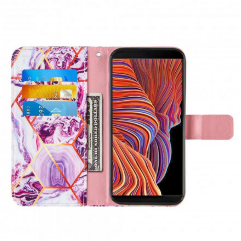 Lærdeksel Folio Deksel Samsung Galaxy Xcover 5 Mobildeksel Geometrisk Marmor