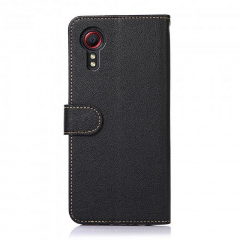 Lærdeksel Folio Deksel Samsung Galaxy Xcover 5 Mobildeksel Litchi Leather Rfid-teknologi