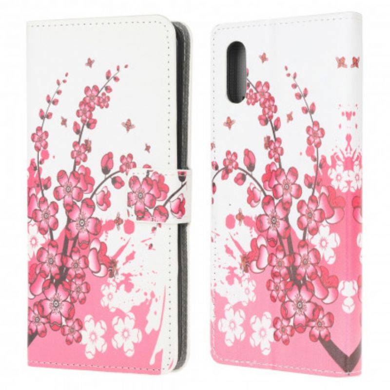 Lærdeksel Folio Deksel Samsung Galaxy Xcover 5 Mobildeksel Tropiske Blomster