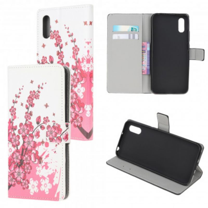 Lærdeksel Folio Deksel Samsung Galaxy Xcover 5 Mobildeksel Tropiske Blomster