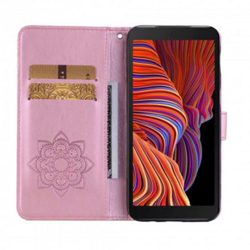 Lærdeksel Folio Deksel Samsung Galaxy Xcover 5 Mobildeksel Ugle Mandala Og Sjarm