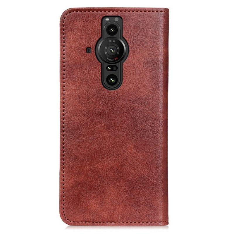 Folio Deksel Sony Xperia Pro-i Litchi Split Leather Beskyttelse Deksel