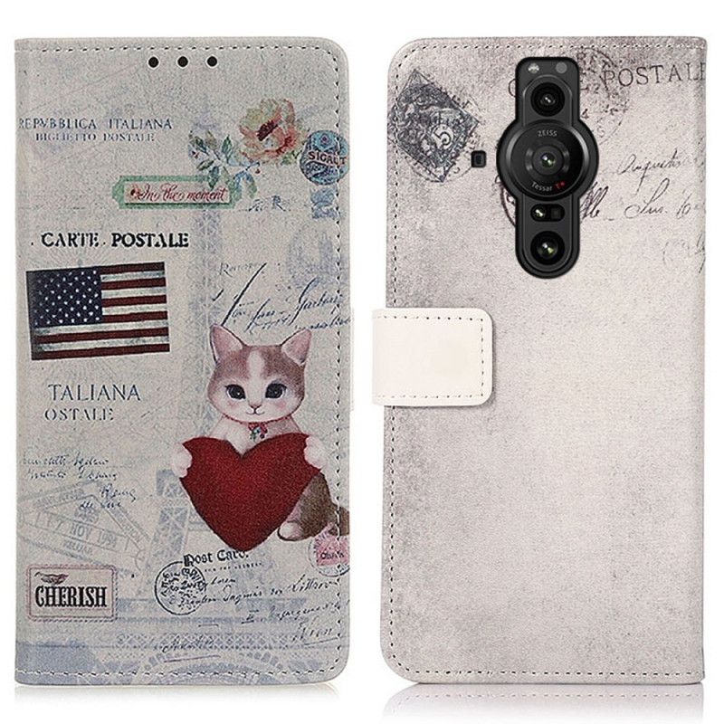 Folio Deksel Sony Xperia Pro-i Traveler Cat Beskyttelse Deksel