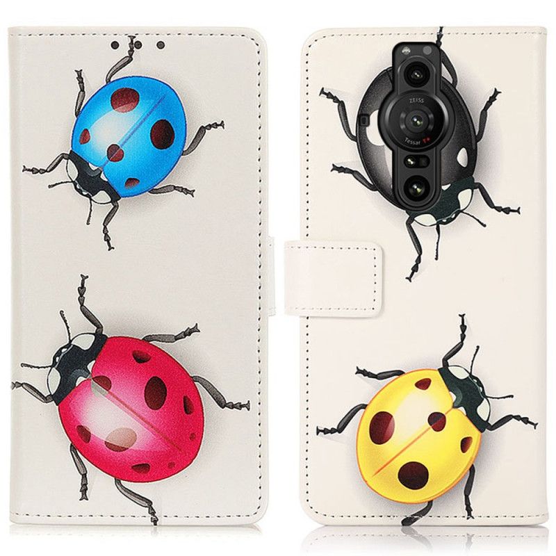 Lærdeksel Folio Deksel Sony Xperia Pro-i Mobildeksel Ladybugs