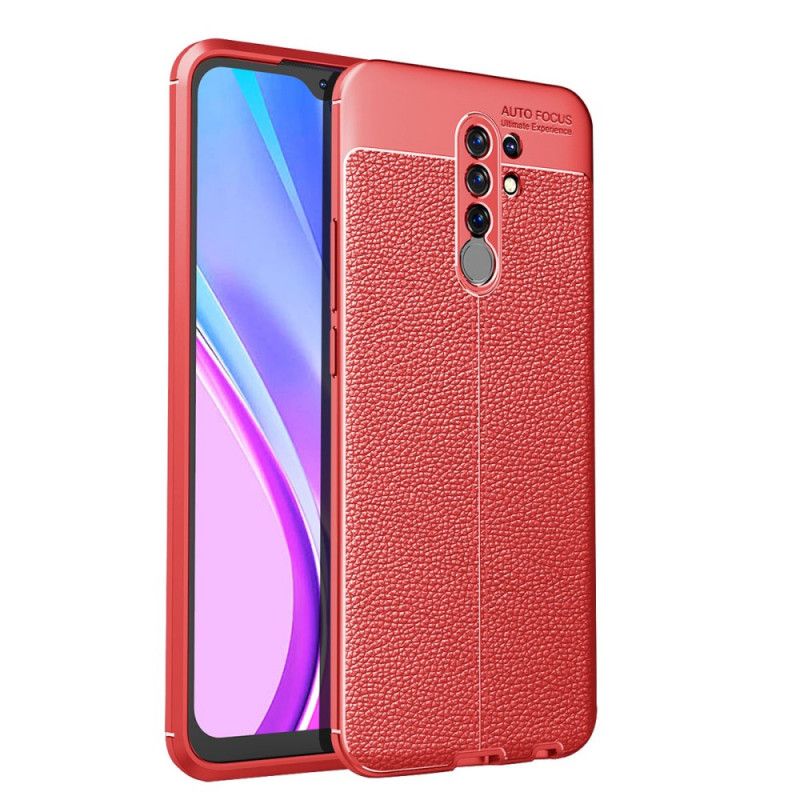 Deksel Xiaomi Redmi 9 Svart Dobbeltlinje Litchi-Skinneffekt