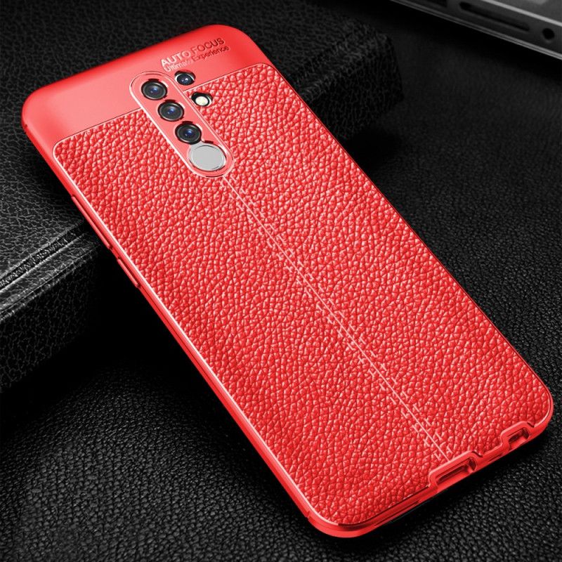 Deksel Xiaomi Redmi 9 Svart Dobbeltlinje Litchi-Skinneffekt