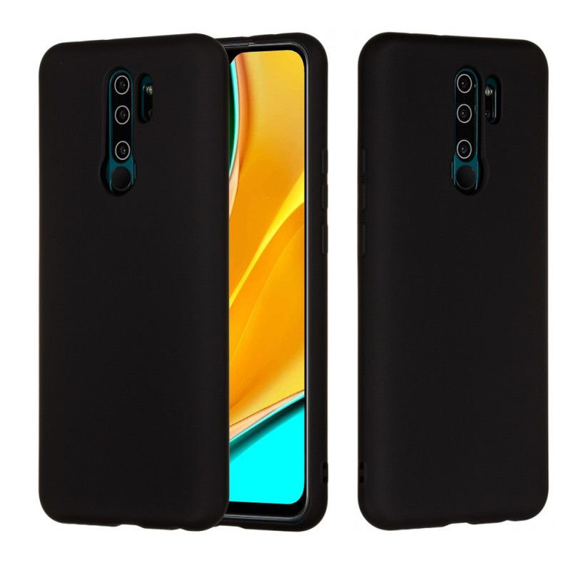 Deksel Xiaomi Redmi 9 Svart Flytende Silikon Med Stropp