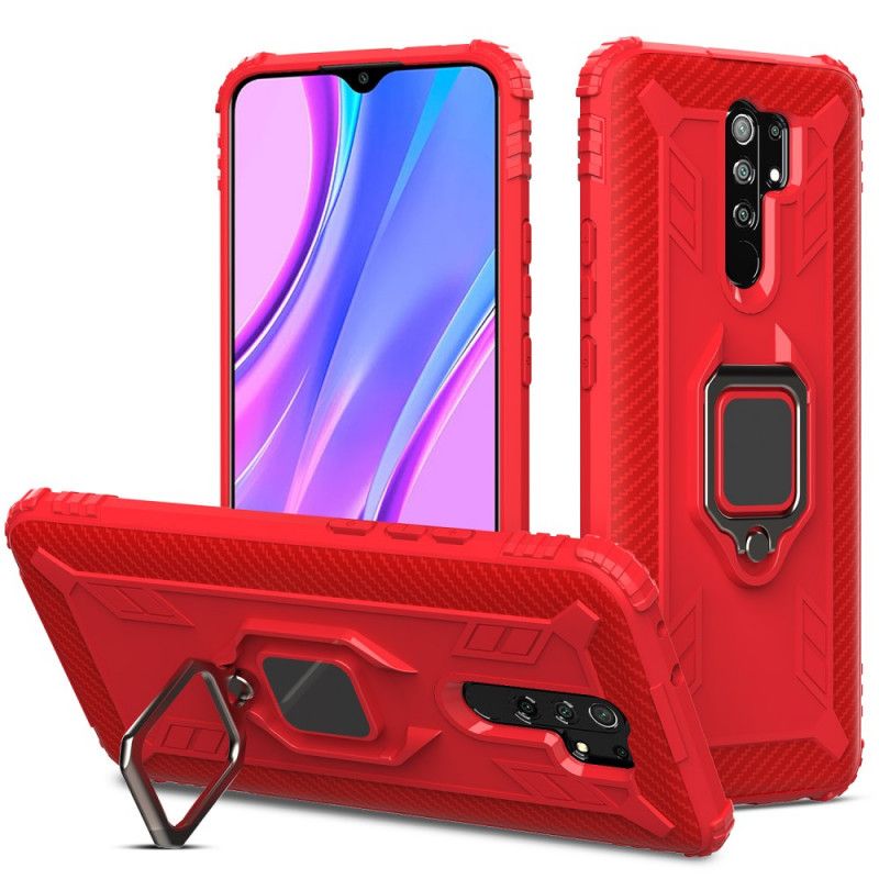 Deksel Xiaomi Redmi 9 Svart Karbonfiber Stil Ring