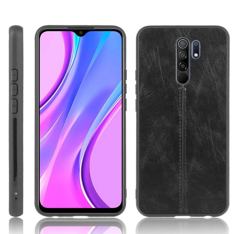 Deksel Xiaomi Redmi 9 Svart Mobildeksel Sydd Skinneffekt