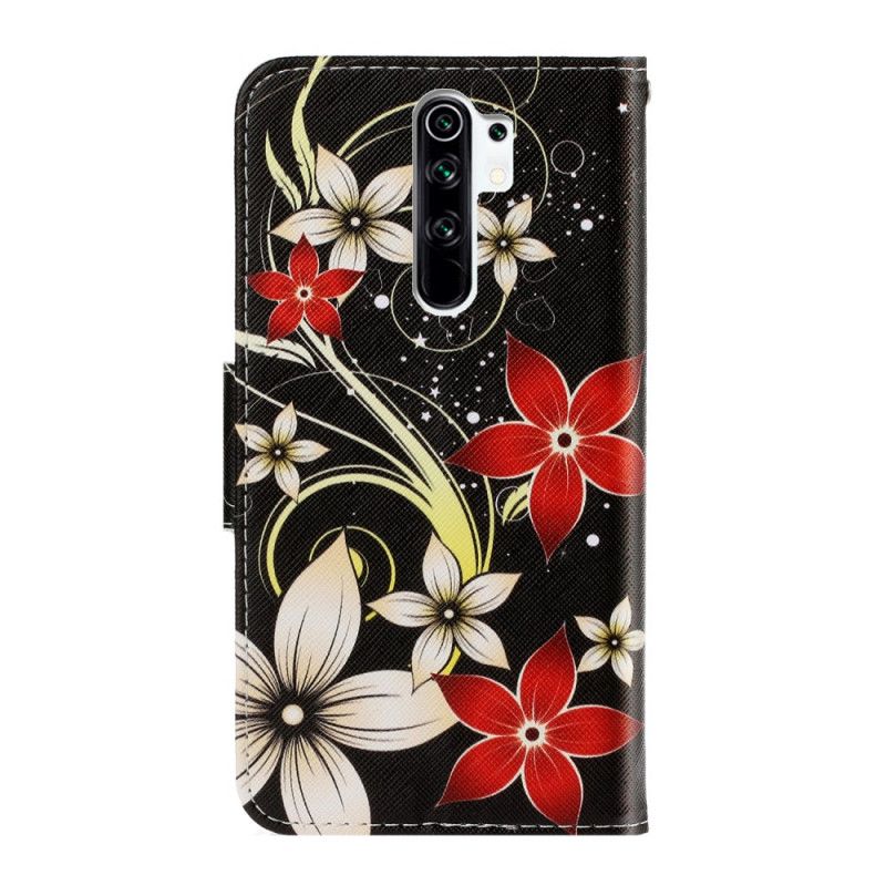 Folio Deksel for Xiaomi Redmi 9 Fargerike Blomster Med Stropp