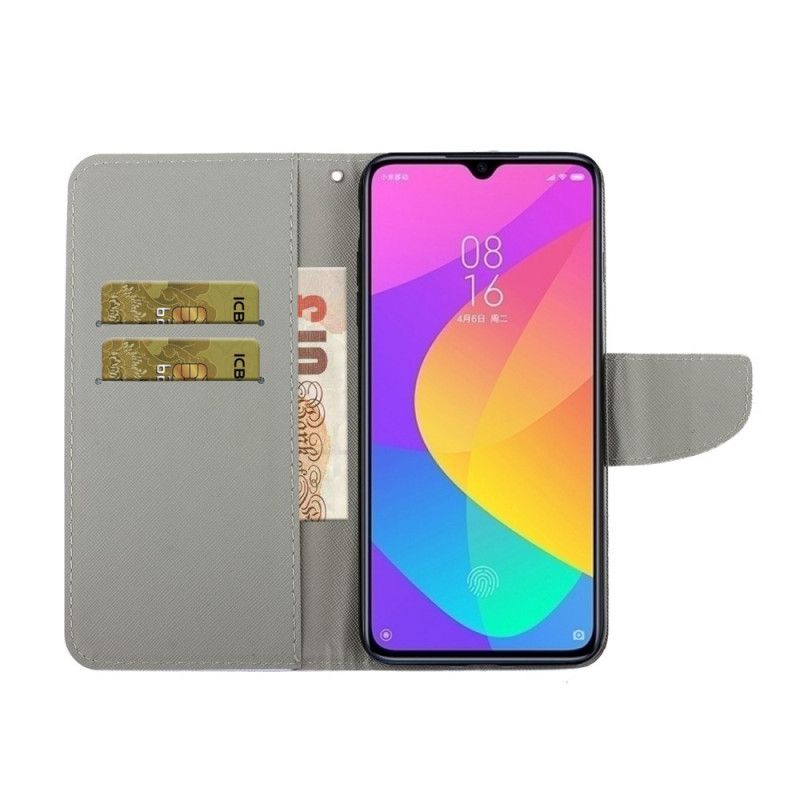 Folio Deksel for Xiaomi Redmi 9 Fargerike Blomster Med Stropp