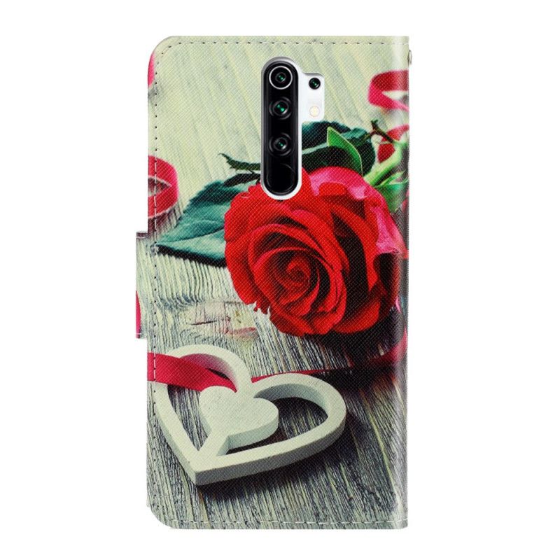 Folio Deksel for Xiaomi Redmi 9 Romantisk Rose Med Tanga