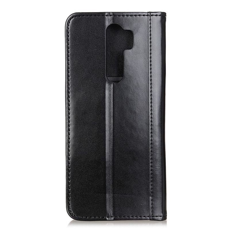 Folio Deksel for Xiaomi Redmi 9 Svart Versjon 2 Delt Lychee-Skinn