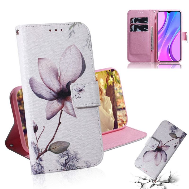 Folio Deksel Xiaomi Redmi 9 Gammel Roseblomst