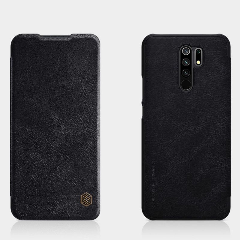 Folio Deksel Xiaomi Redmi 9 Svart Mobildeksel Nillkin Qin-Serien