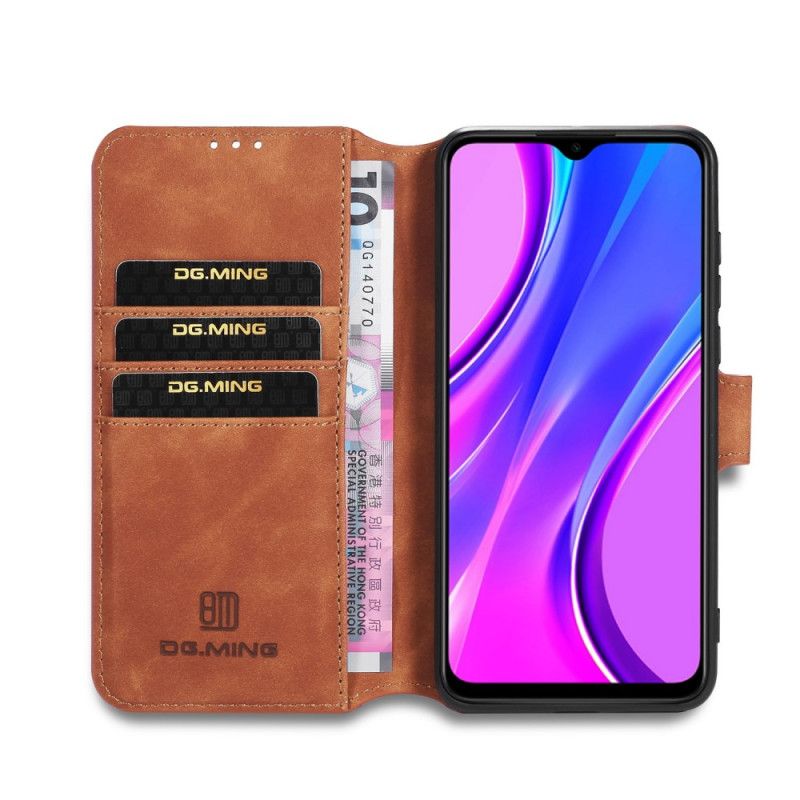 Folio Deksel Xiaomi Redmi 9 Svart Retro Dg.Ming Anti-fall