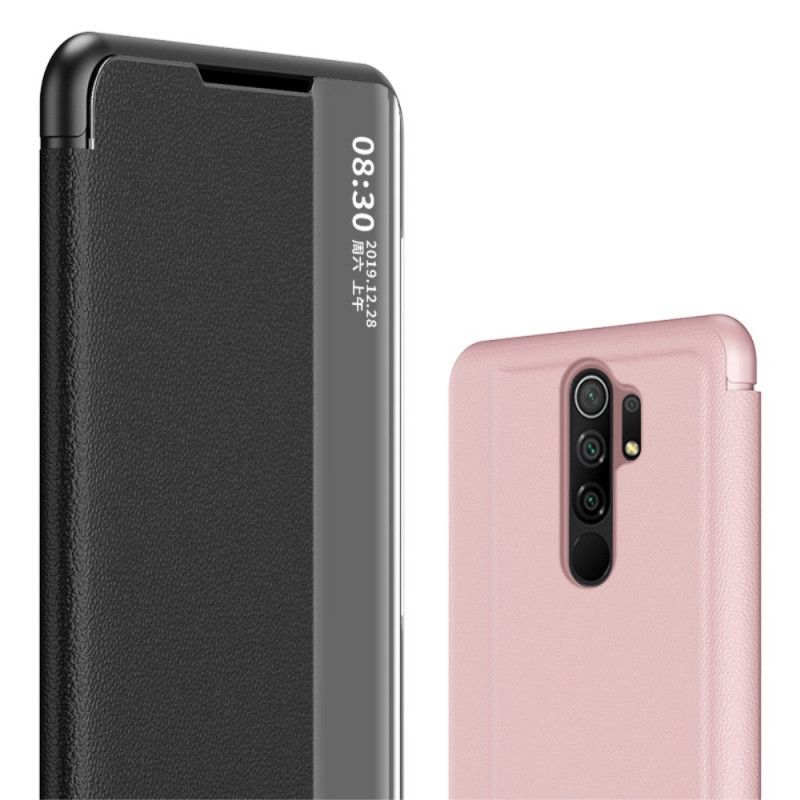 Vis Deksel Xiaomi Redmi 9 Svart Teksturert Kunstlær