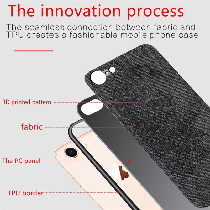 Deksel for iPhone 7 / 8 / SE 2 Svart Tekstil Og Mandala Tekstur