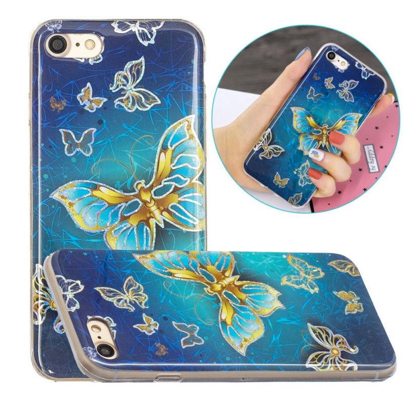 Deksel iPhone 7 / 8 / SE 2 Glitterdesign Sommerfugler Anti-fall