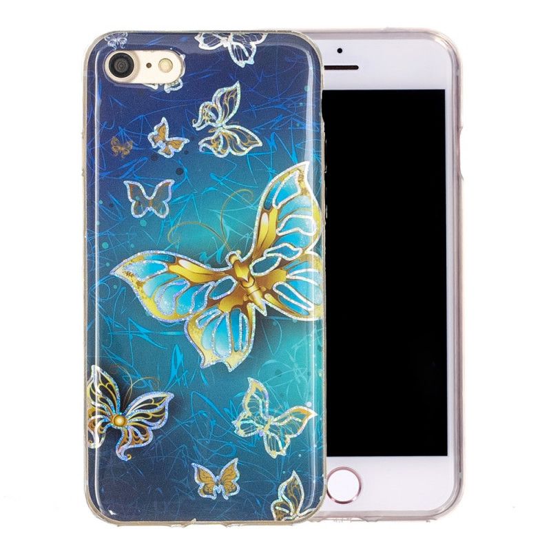 Deksel iPhone 7 / 8 / SE 2 Glitterdesign Sommerfugler Anti-fall