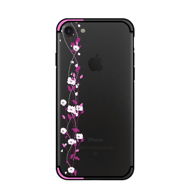 Deksel iPhone 7 / 8 / SE 2 Gul Blomster Og Rhinestones Nxe