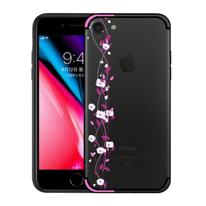 Deksel iPhone 7 / 8 / SE 2 Gul Blomster Og Rhinestones Nxe