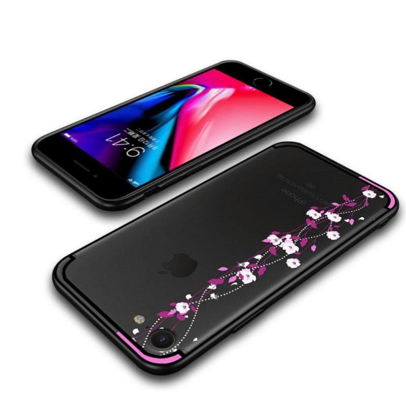 Deksel iPhone 7 / 8 / SE 2 Gul Blomster Og Rhinestones Nxe