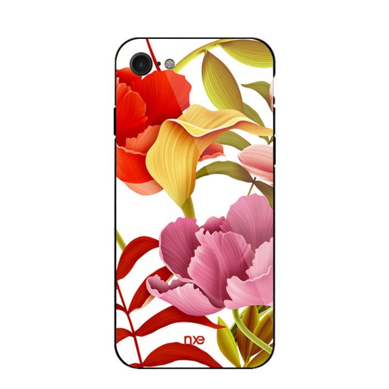 Deksel iPhone 7 / 8 / SE 2 Hvit Mobildeksel Glass Og Silikonblomster Nxed