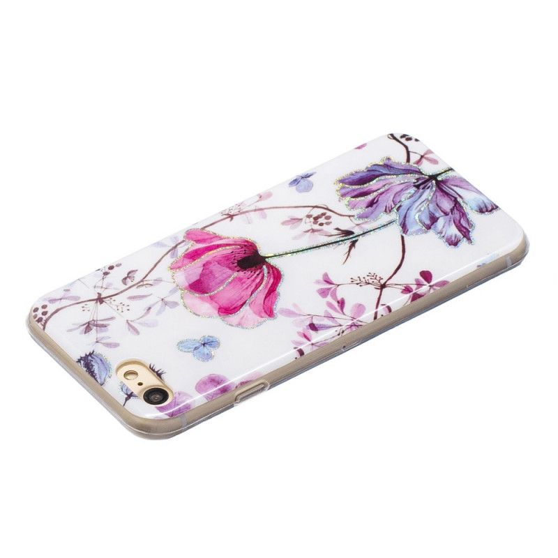 Deksel iPhone 7 / 8 / SE 2 Hvit Mobildeksel Glitterdesignblomster