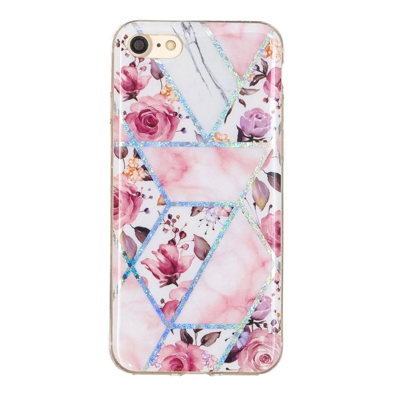 Deksel iPhone 7 / 8 / SE 2 Hvit Mobildeksel Glitterdesignblomster