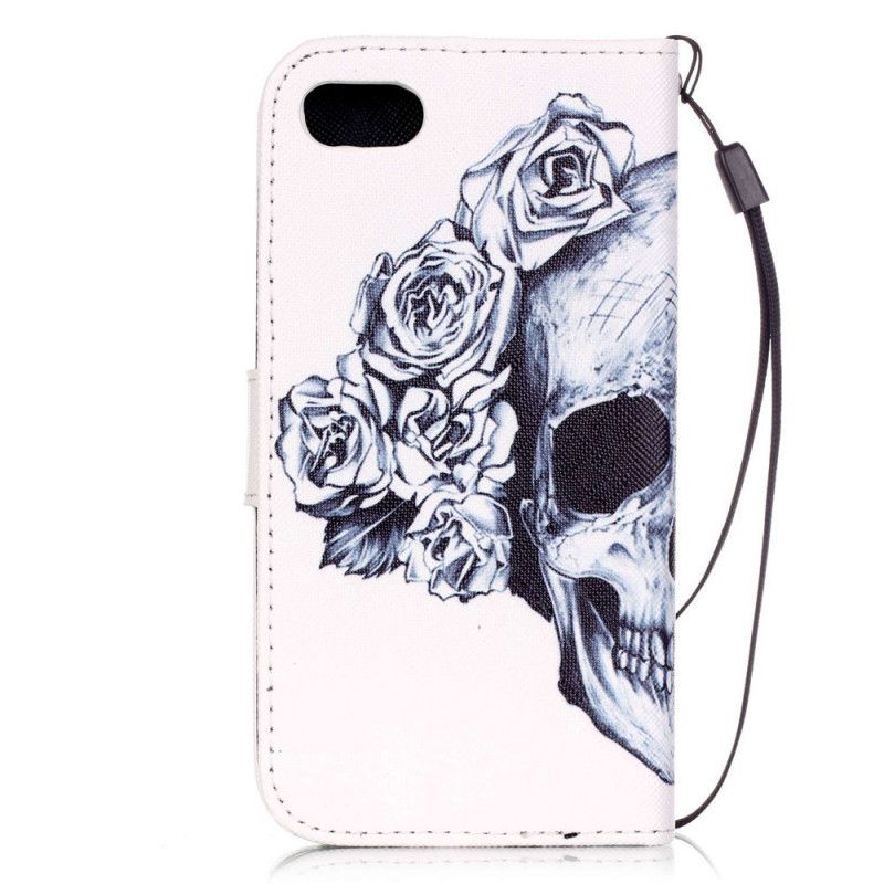 Folio Deksel for iPhone 7 / 8 / SE 2 Blomsterhodeskalle