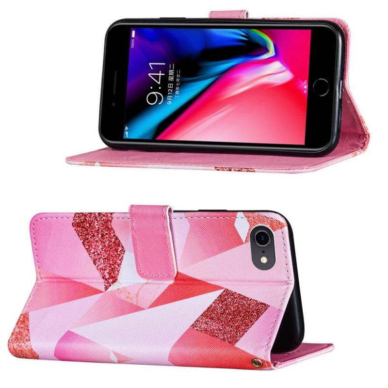 Folio Deksel iPhone 7 / 8 / SE 2 Rosa Grafikk