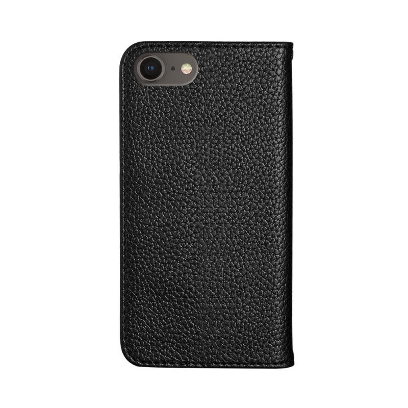 Folio Deksel iPhone 7 / 8 / SE 2 Svart Ultra Elegant Lychee Imitert Skinn