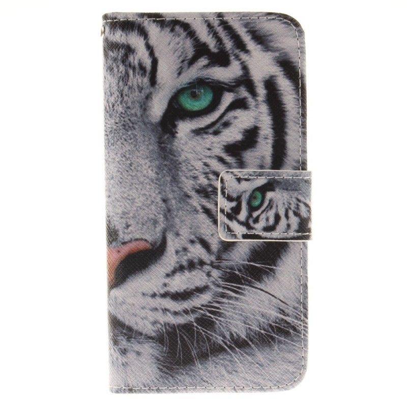Lærdeksel Folio Deksel iPhone 7 / 8 / SE 2 Mobildeksel Hvit Tiger