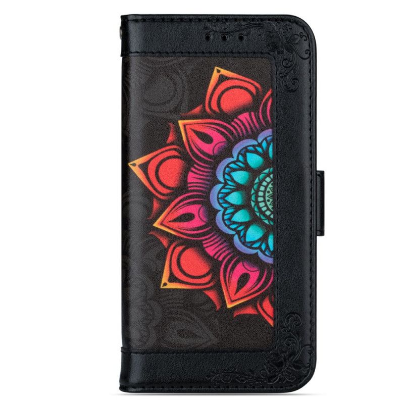 Lærdeksel Folio Deksel iPhone 7 / 8 / SE 2 Svart Mandala Dekorasjon Med Tanga