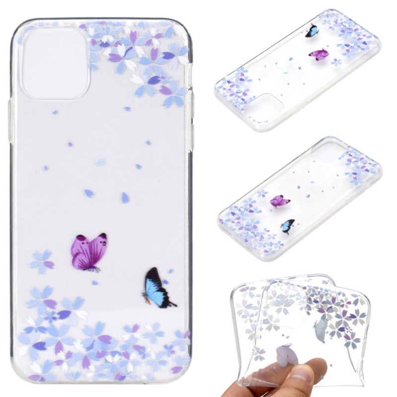 Deksel for iPhone 12 Mini Gjennomsiktige Sommerfugler Og Blomster