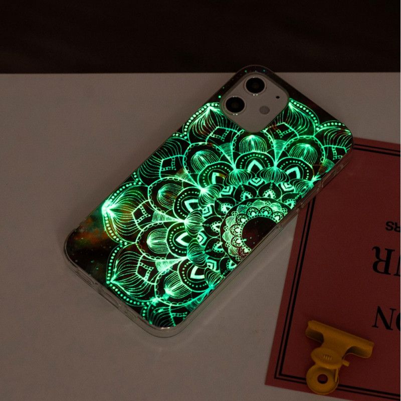 Deksel iPhone 12 Mini Svart Fluorescerende Blomsterserie