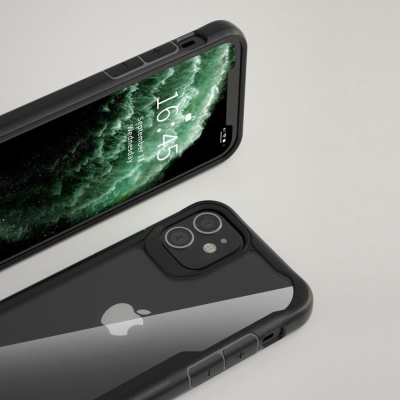 Deksel iPhone 12 Mini Svart Gjennomsiktig Hybrid Med Silikonekanter Anti-fall