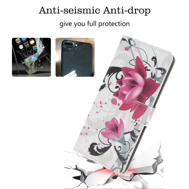 Folio Deksel for iPhone 12 Mini Magenta Tropiske Blomster