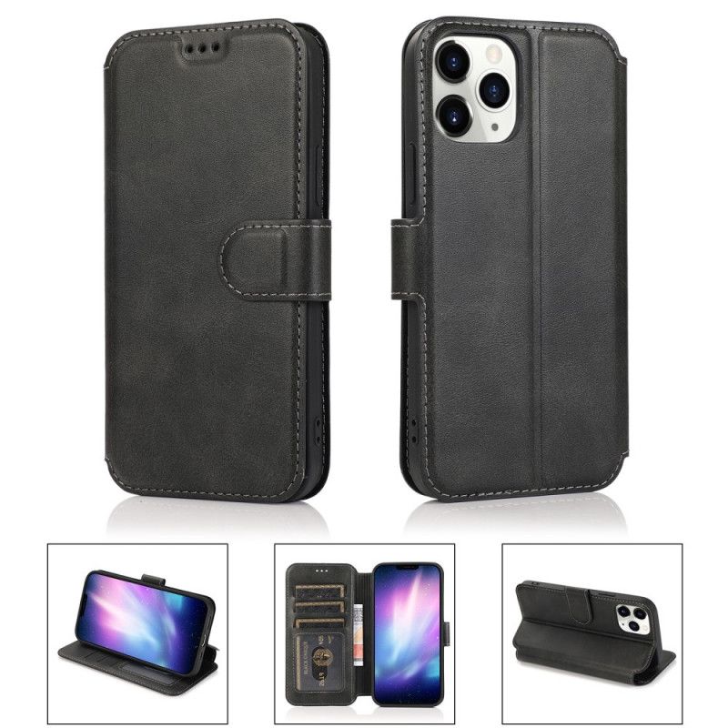 Folio Deksel for iPhone 12 Mini Svart Retro Skinnstil