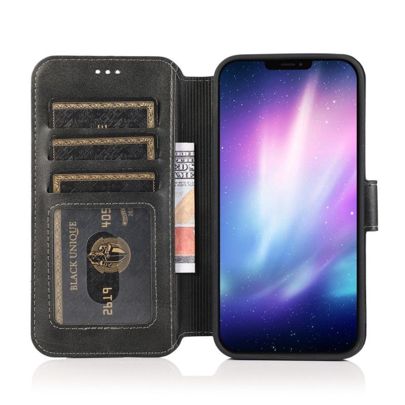 Folio Deksel for iPhone 12 Mini Svart Retro Skinnstil