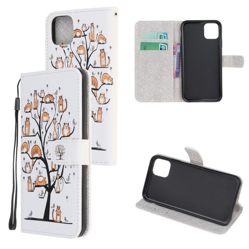 Folio Deksel iPhone 12 Mini Funky Katter Med Tanga Anti-fall