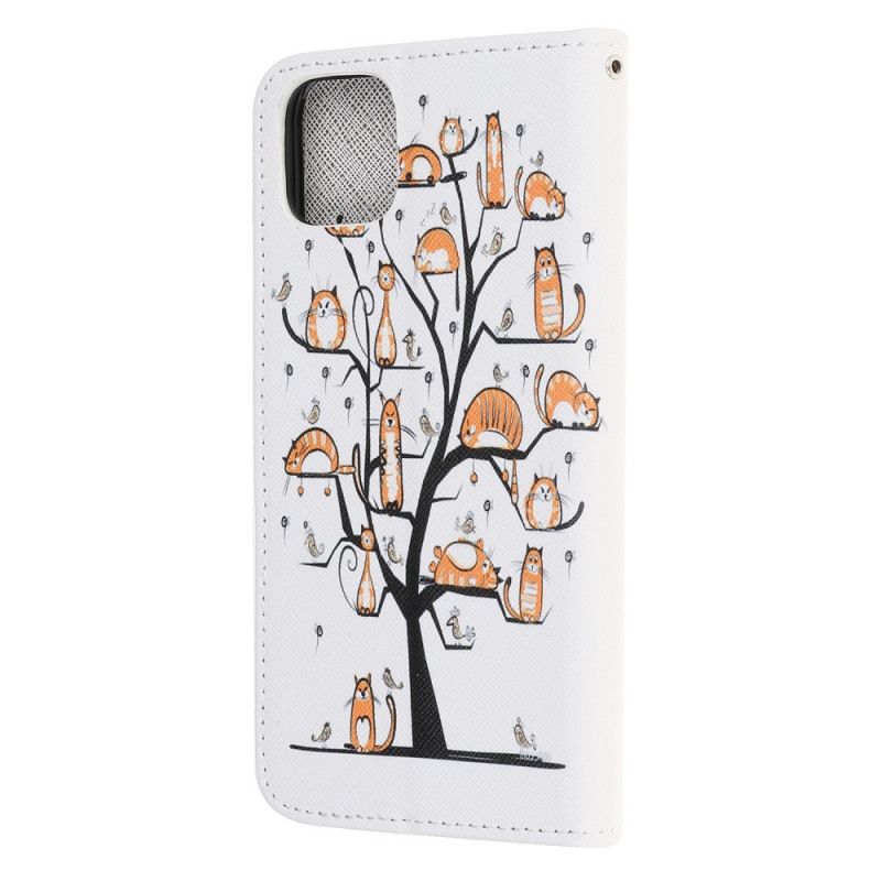 Folio Deksel iPhone 12 Mini Funky Katter Med Tanga Anti-fall