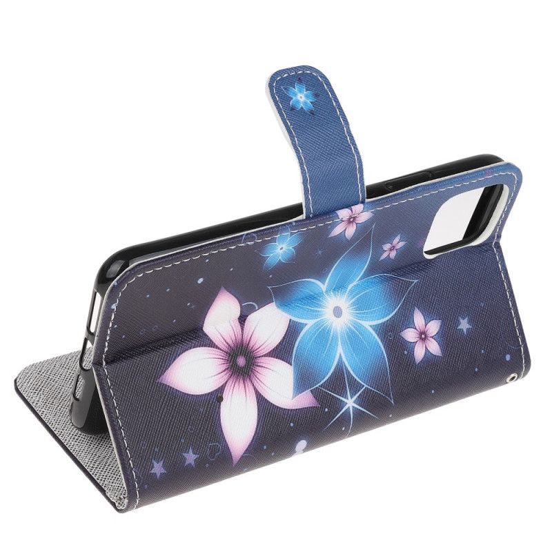 Folio Deksel iPhone 12 Mini Måneblomster Med Tanga Anti-fall